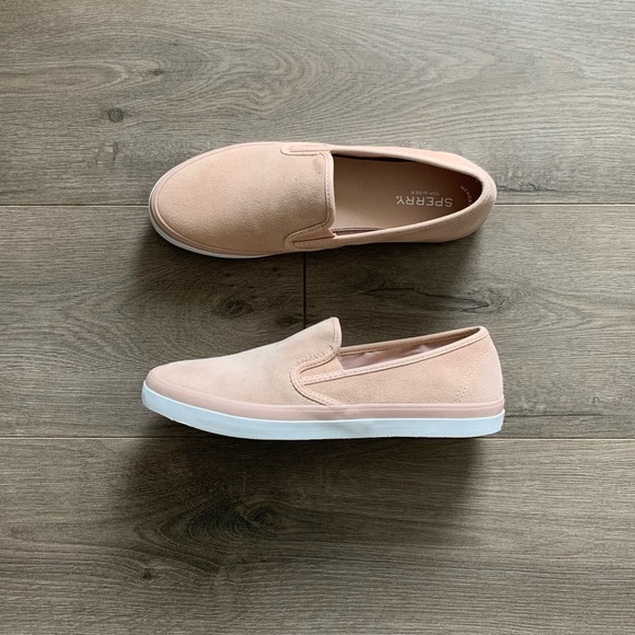 New Sperry Soft Rose Pink Suede White Slip On Shoe